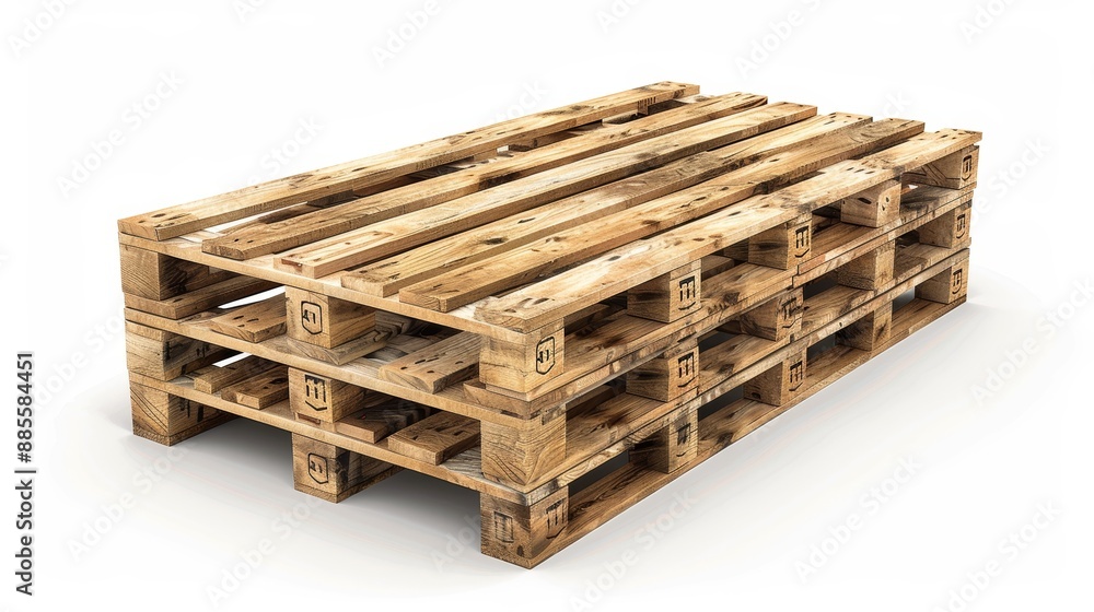 Stack of wooden pallets isolated on white Stack of wooden pallets isolated on white
