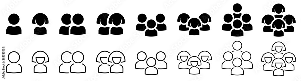 People icon set. Profile and people silhouette collection. Persons symbol infographics website design, logo, app, UI isolated. Vector illustration People icon set. Profile and people silhouette collection. Persons symbol infographics website design, logo, app, UI isolated. Vector illustration
