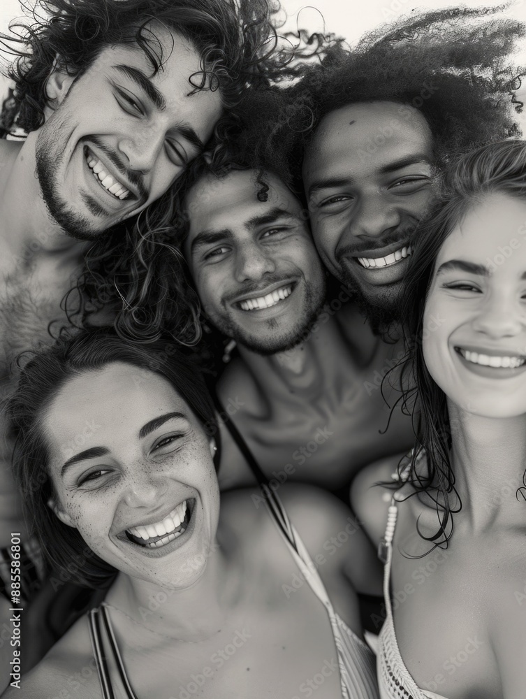 Fototapeta premium A group of people smiling and posing together for a photo shoot