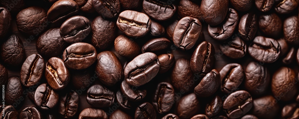 A close up of coffee beans with a brownish color. Free copy space for banner. A close up of coffee beans with a brownish color. Free copy space for banner.