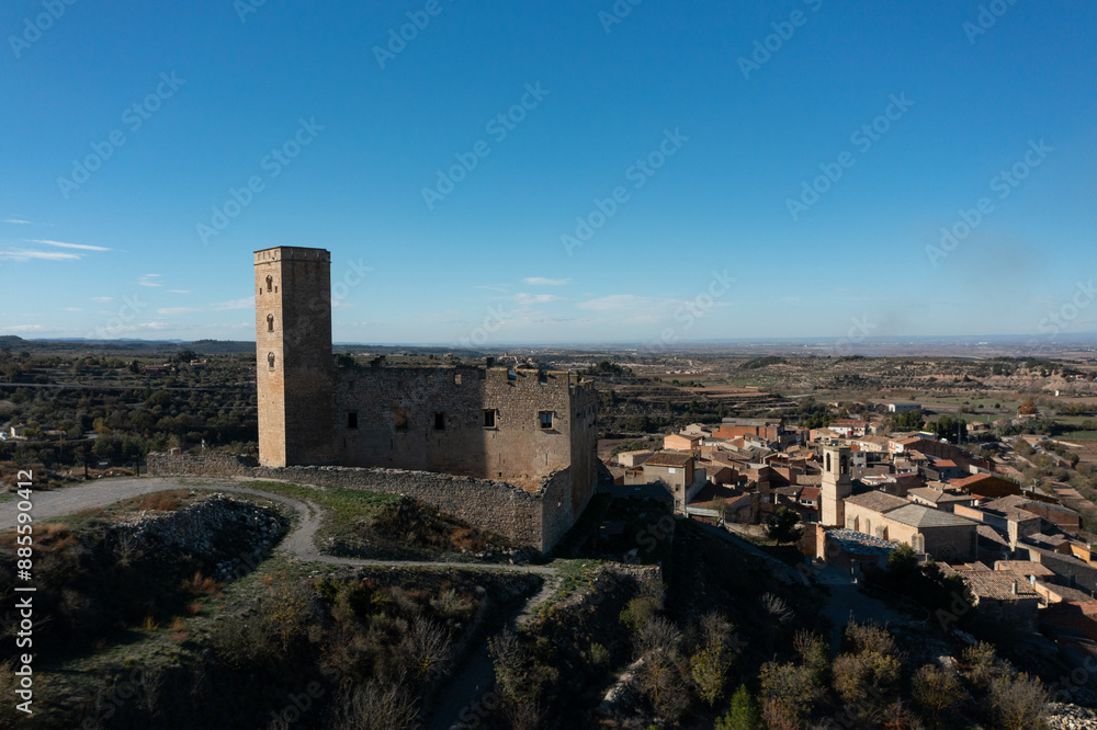 Aerial view of castle Ciutadilla, Lleida Aerial view of castle Ciutadilla, Lleida
