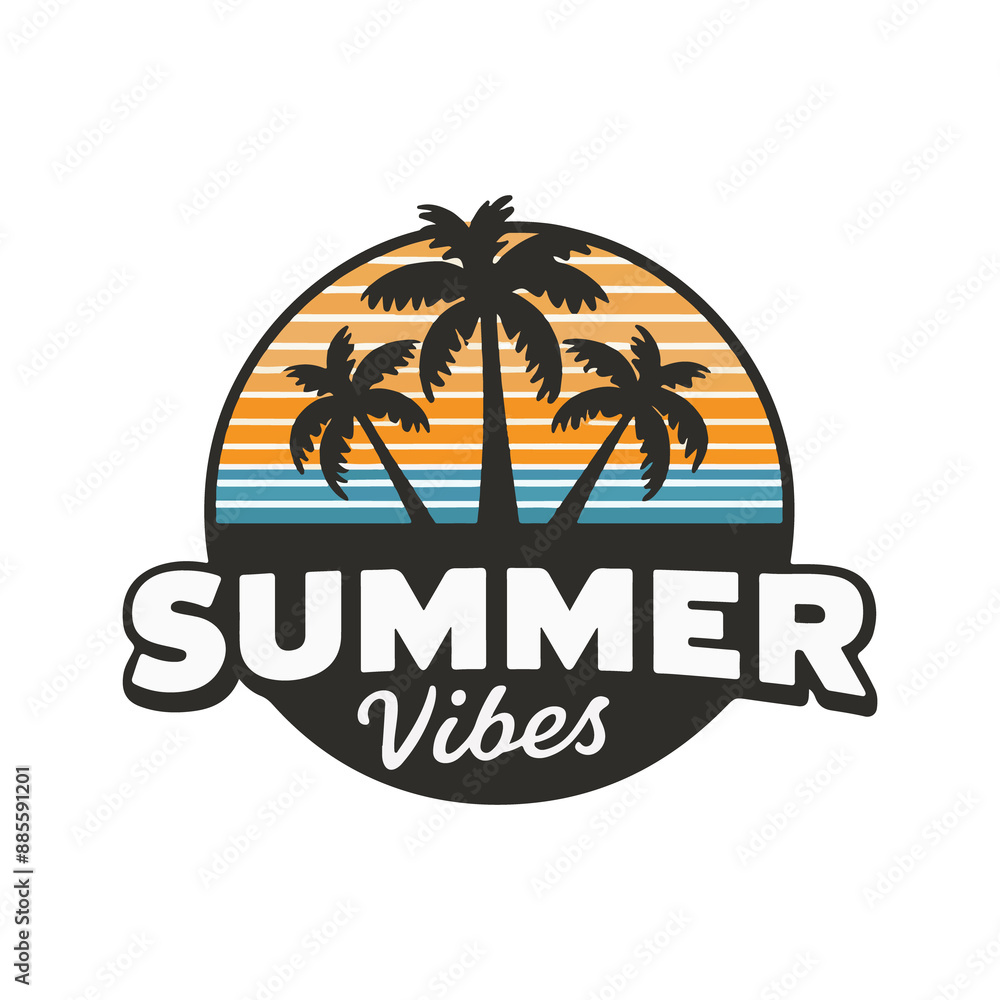 Naklejka premium Illustration typography logo for summer vibes