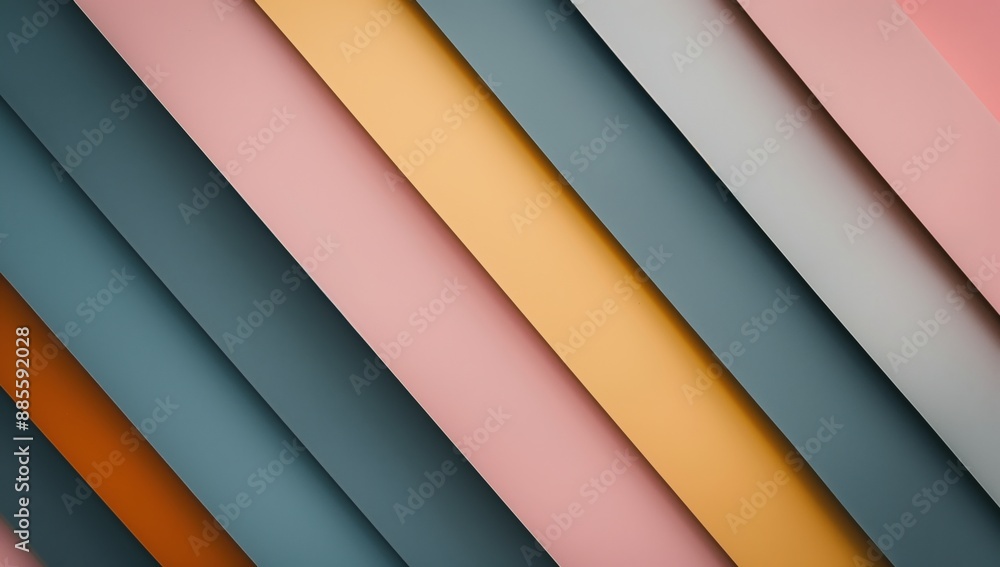 Obraz premium This image displays multiple diagonal layers in soft, muted colors. The composition creates an illusion of depth and a soothing aesthetic, ideal for modern designs.