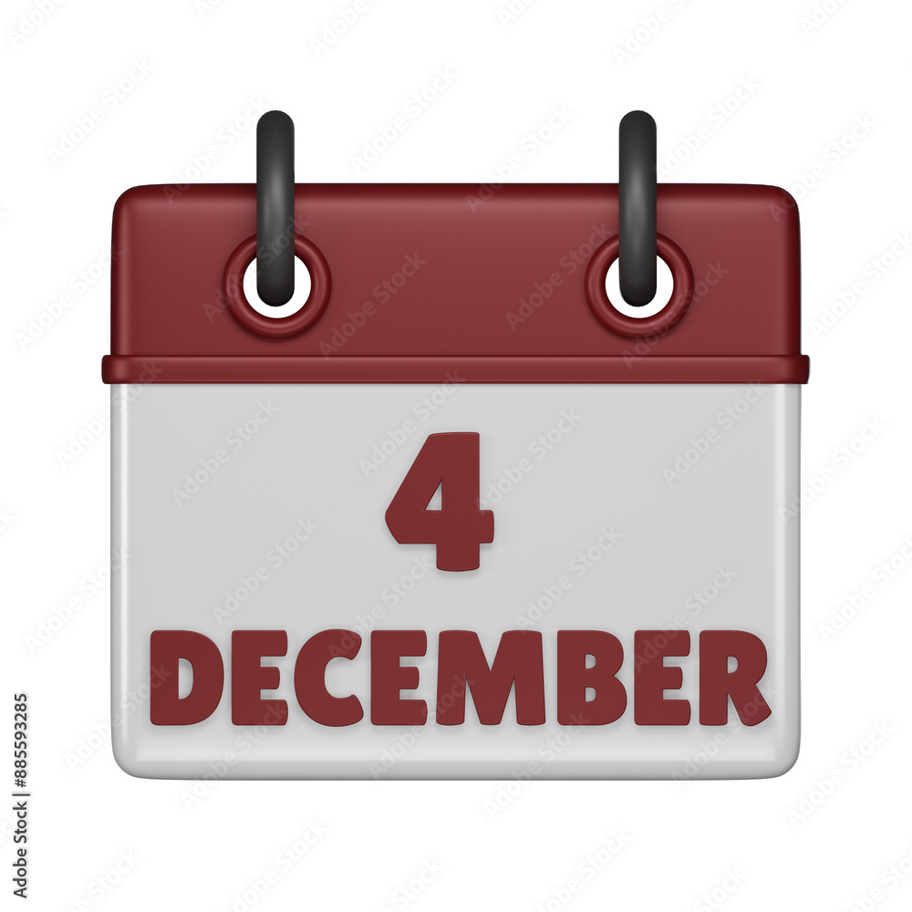 4 December Calendar 3d icon 4 December Calendar 3d icon