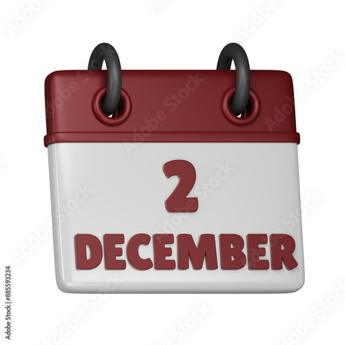 2 December Calendar 3d icon