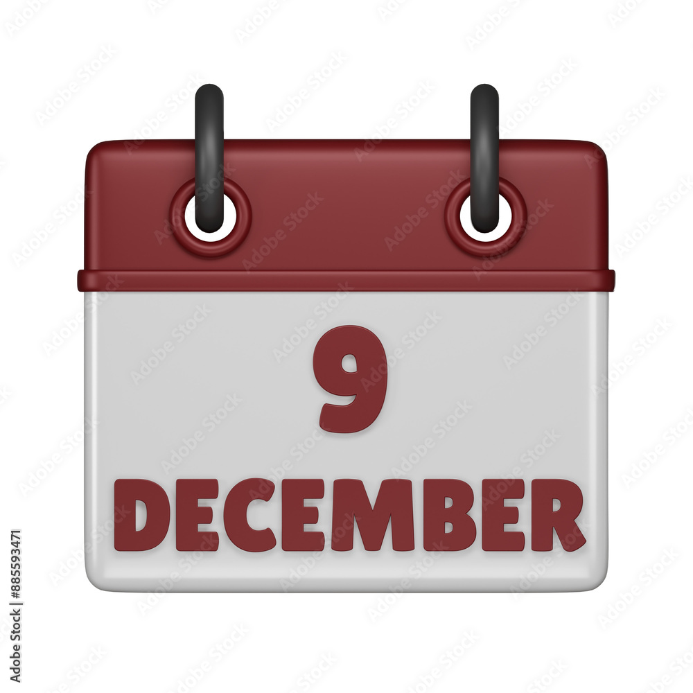 9 December Calendar 3d icon 9 December Calendar 3d icon