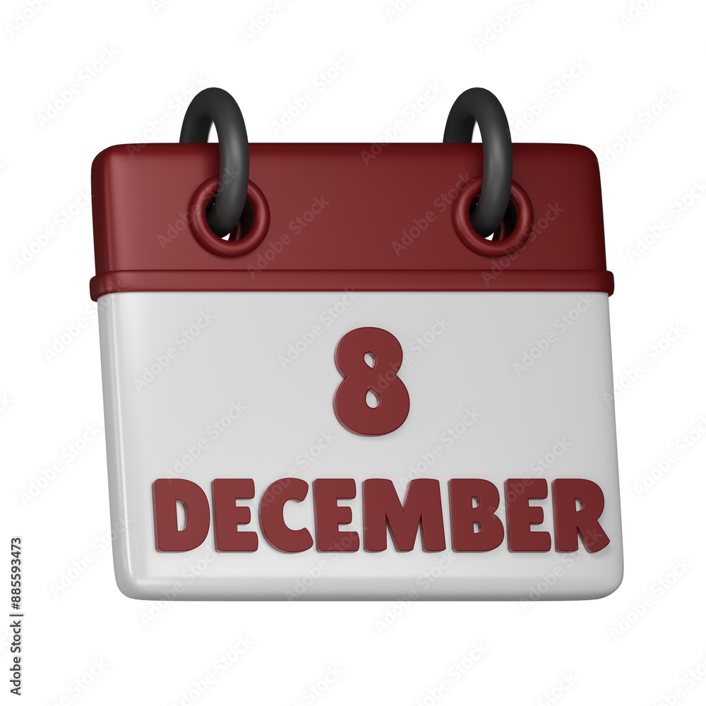 8 December Calendar 3d icon 8 December Calendar 3d icon