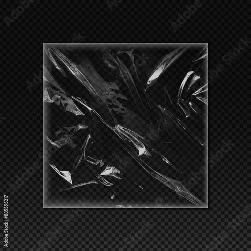 Vector illustration of a square polyethylene packaging texture on an isolated black background.