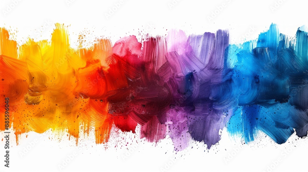 A Colorful Spectrum of Painted Brushstrokes On White Background. Generative AI A Colorful Spectrum of Painted Brushstrokes On White Background. Generative AI