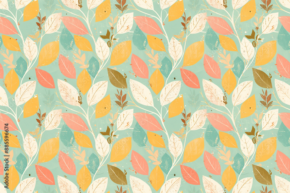 Seamless pattern with autumn leaves in pastel colors. The design is soft and elegant, featuring a variety of leaves on a light background. Seamless pattern with autumn leaves in pastel colors. The design is soft and elegant, featuring a variety of leaves on a light background.