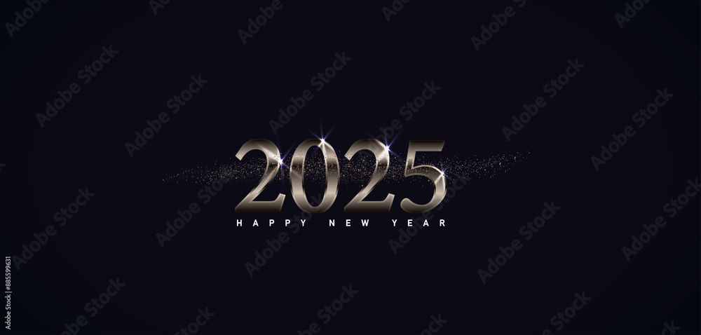 Golden 2025 on a black background, elegant and festive Golden 2025 on a black background, elegant and festive