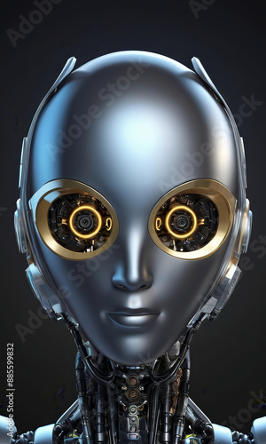 robot cyborg soldier, futuristic robot mascotte, portrait of android, artificial intelligence cybog photo