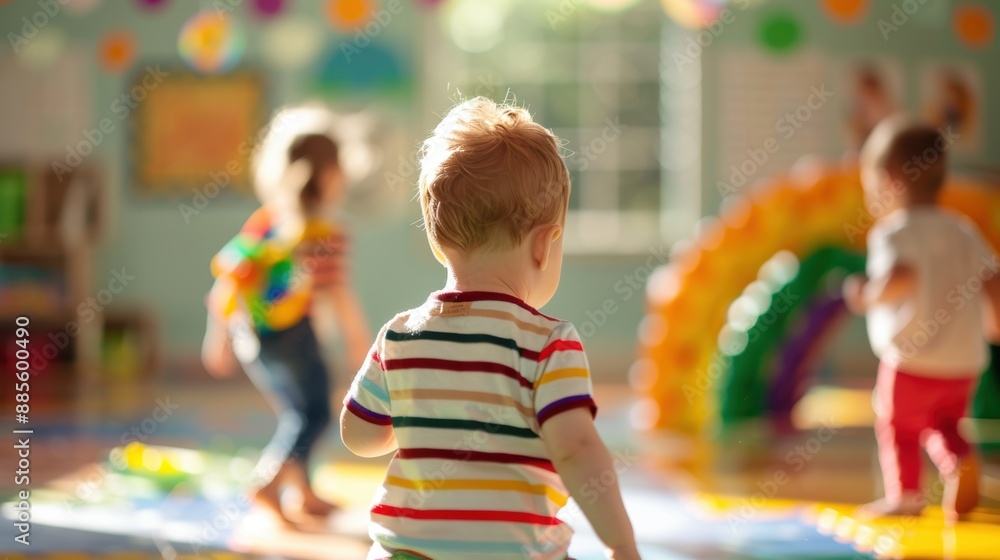 Children playing and interacting in a preschool classroom, showcasing ...