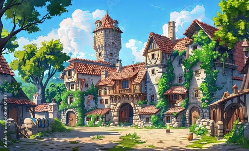 Medieval Era Castle cartoon Background Interior Exterior 