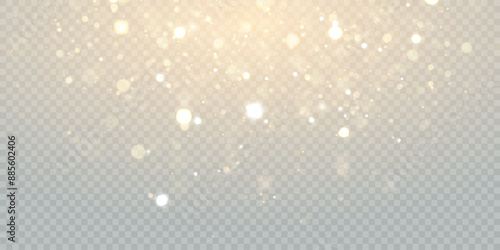 Sparkling Christmas gold particles, glowing bokeh lights isolated on transparent background Adobe Illustrator Artwork