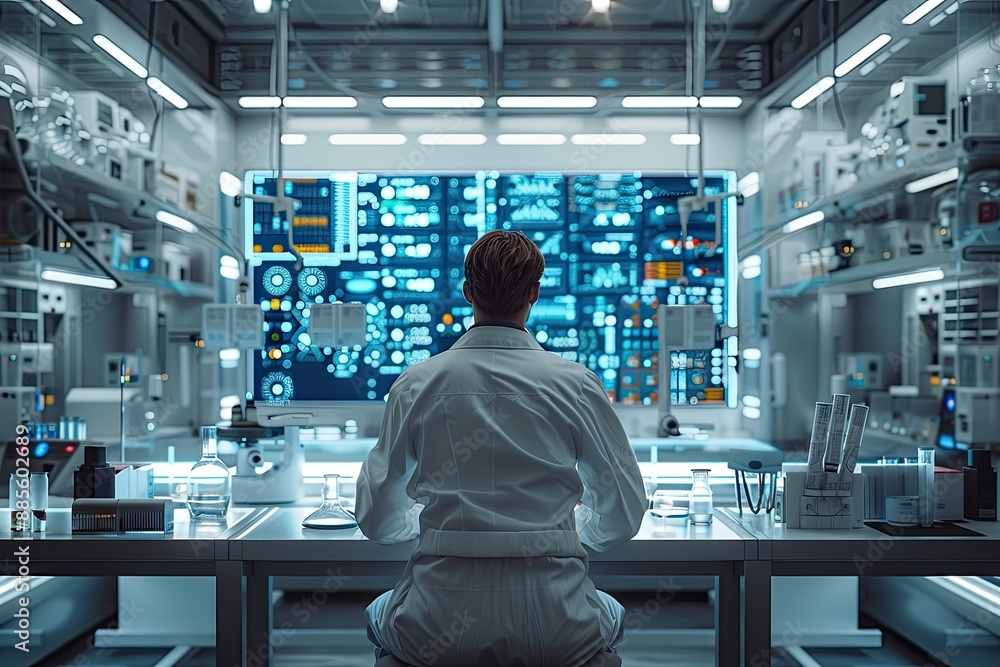 Obraz premium Scientist conducting experiments in a lab