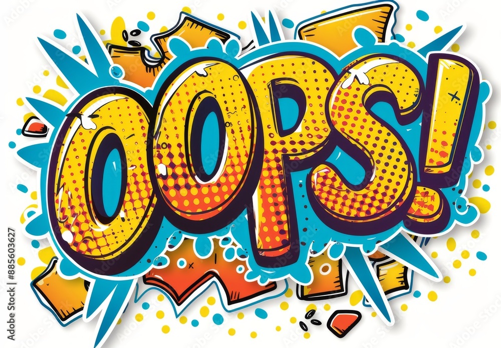 Colorful comic style Oops text with vibrant pop art design and dynamic expression Colorful comic style Oops text with vibrant pop art design and dynamic expression