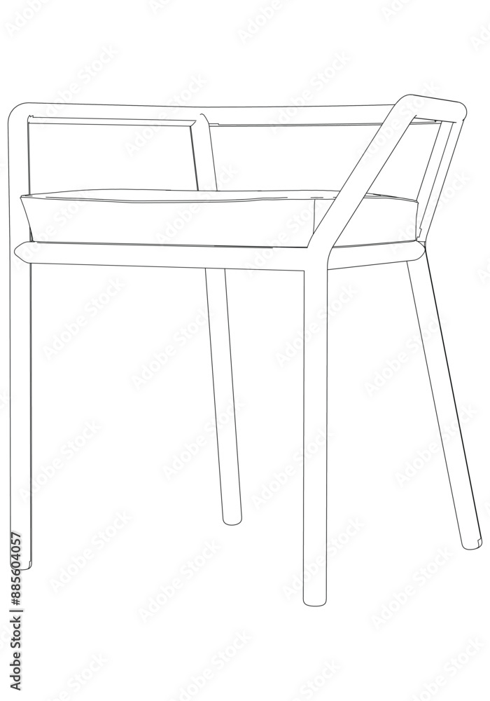 Chair Line Vector Illustration. Different Views of Modern Chair, Ideal for Furniture Design and Interior Concepts Chair Line Vector Illustration. Different Views of Modern Chair, Ideal for Furniture Design and Interior Concepts