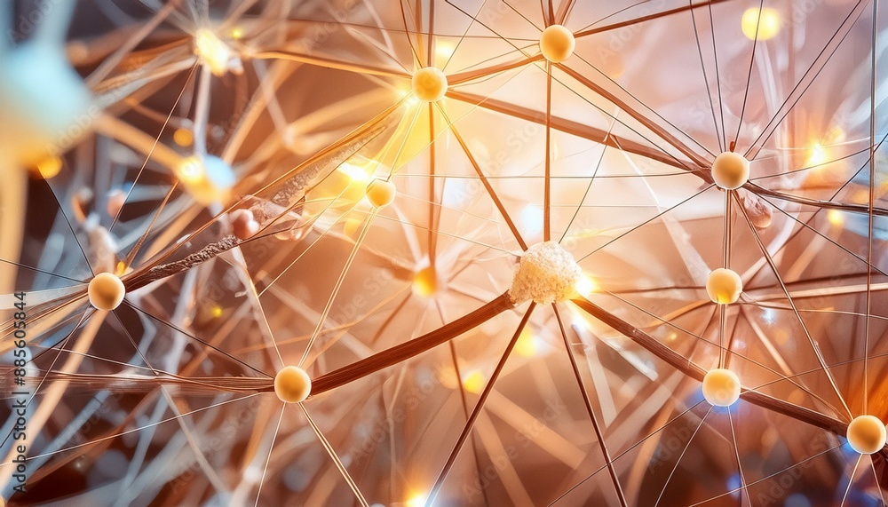 Detailed view of neuronal network synapse connections Detailed view of neuronal network synapse connections