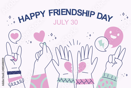 Hand drawn friendship day text illustration
