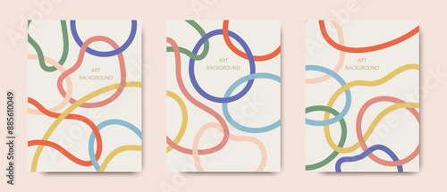 Set of abstract brochure cover templates. Colorful geometric background.