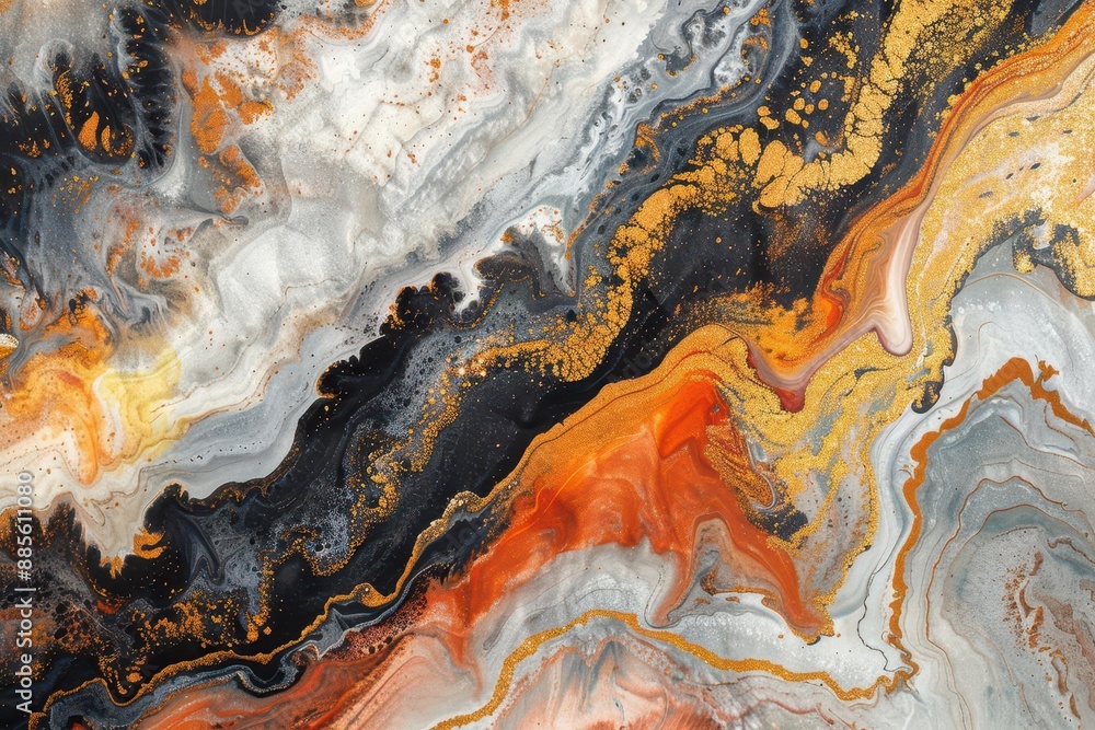 abstract artwork merges warm metallic tones of gold copper and fiery orange with cool marble textures fluid veins create a mesmerizing interplay of color and movement abstract artwork merges warm metallic tones of gold copper and fiery orange with cool marble textures fluid veins create a mesmerizing interplay of color and movement
