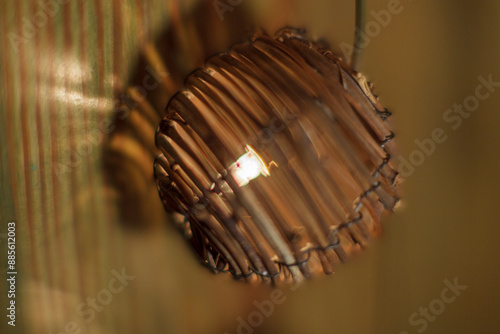 Fotografie Woven wicker lampshade