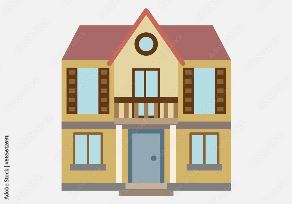 Casa clásica de paredes amarilla con piso Casa clásica de paredes amarilla con piso
