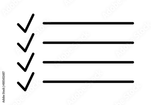 Icono de lista con tic afirmativo