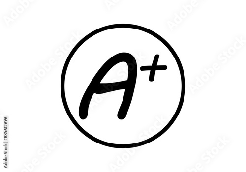 Icono negro de aprobado con A+