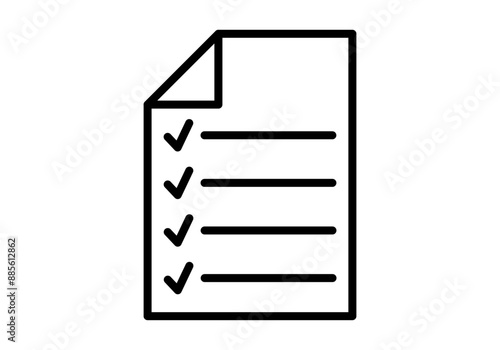 Icono negro de documento con examen y tic de aprobado
