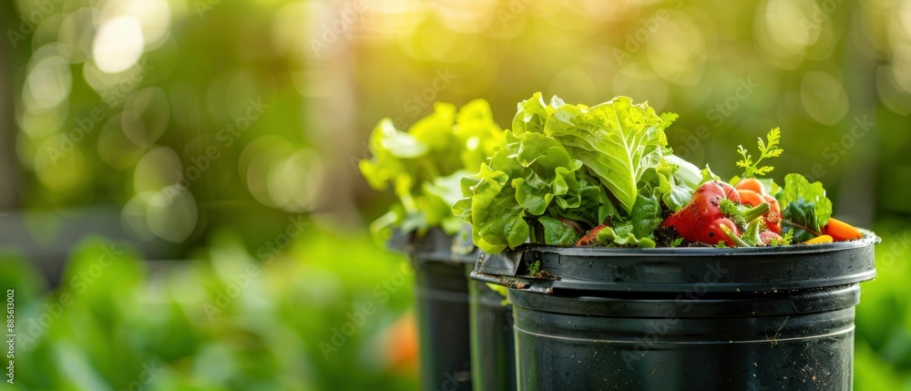 Buckets of Organic Compost with Fresh Vegetables. Generative ai. Buckets of Organic Compost with Fresh Vegetables. Generative ai.