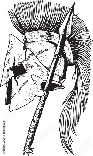 Spartan helmet and spear