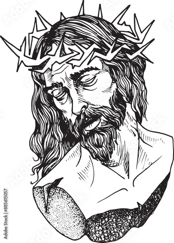 Hand-drawn profile of Jesus Christ