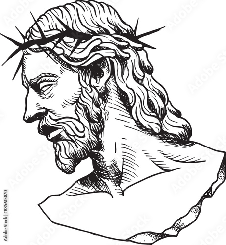Hand-drawn profile of Jesus Christ