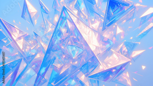 soft pastel crystal shards with geometric shapes and vivid reflections in a luminous abstract background