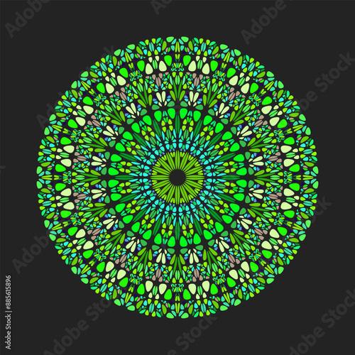 Colorful round flower pattern mandala - ornamental abstract vector art