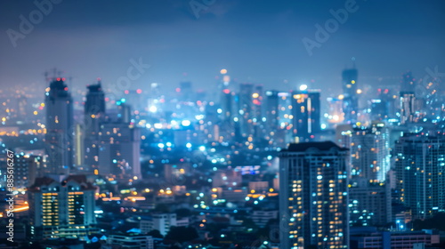 Wallpaper Mural Blurred bokeh of city at night from hight view angle Torontodigital.ca