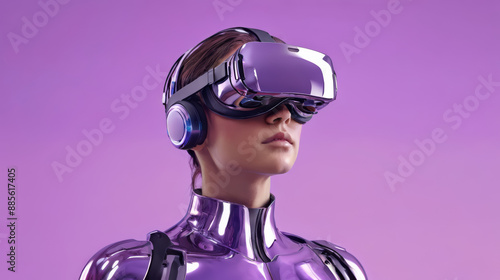 Woman in Purple Suit With Headphones