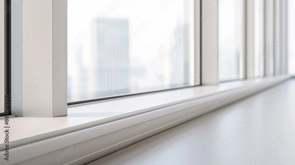 A window with a white frame and a white sill A window with a white frame and a white sill