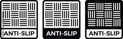  Anti slip icon set in blue and black color. Antislip texture symbol. slip prevention vector stamp. 