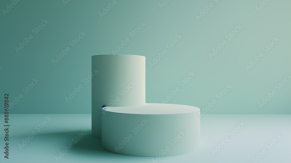 Minimalist abstract podium with geometric cylinder in modern aesthetic design art Minimalist abstract podium with geometric cylinder in modern aesthetic design art