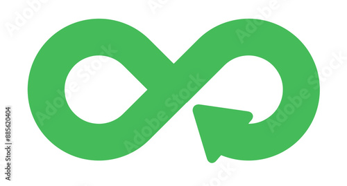 Circular economy loop arrow icon isolated on white background. Circular economy symbol endless loop logo concept of environmentally responsible green corporate industrial business, recycling. 