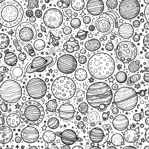 Seamless set of solar system planets isolated. Generative ai vector.