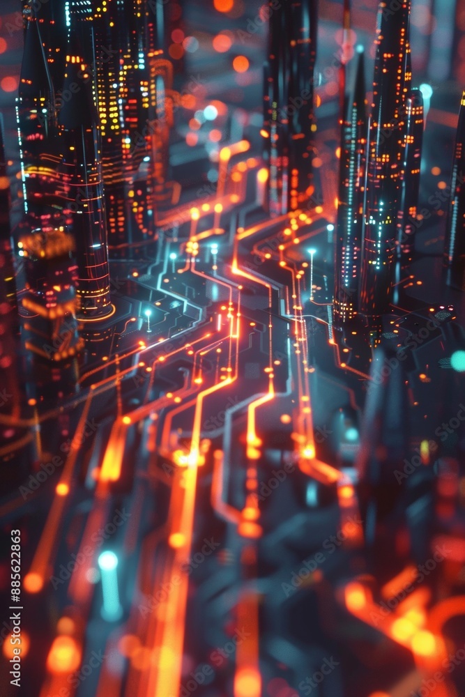 Network traffic visualized as blocky data packets traveling along pixelated cables, reminiscent of classic arcade games Network traffic visualized as blocky data packets traveling along pixelated cables, reminiscent of classic arcade games