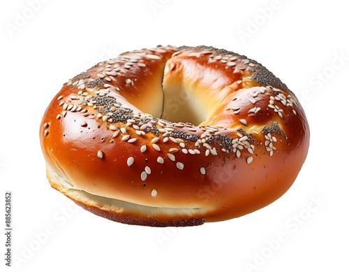 Freshly baked bagel bread on transparent background