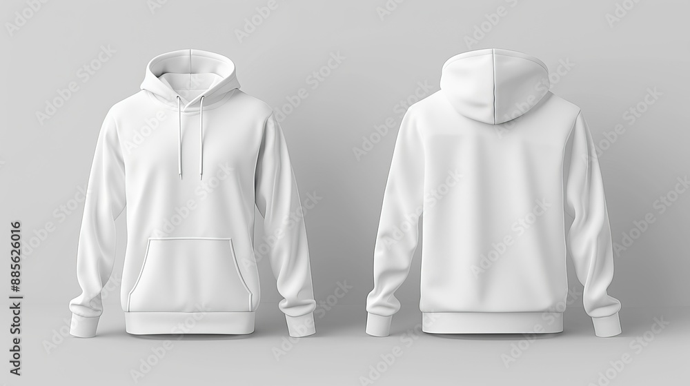 A white hoodie is hanging on a rack A white hoodie is hanging on a rack