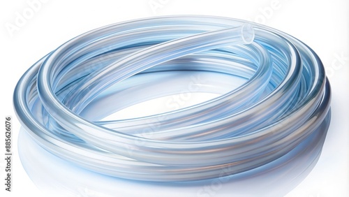 Clear Plastic Tubing Coiled On White Background. Generative AI