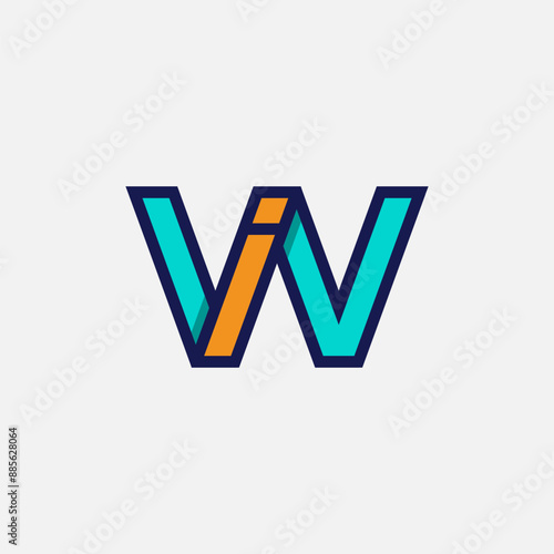 Initial Letter IW or WI Logo, Monogram Logo letter I with W combination, design logo template element, vector illustration