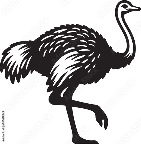 ostrich bird silhouettes vector art illustration